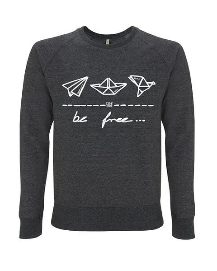 DENK.MAL Clothing be free – Unisex Sweatshirt “melange black”
