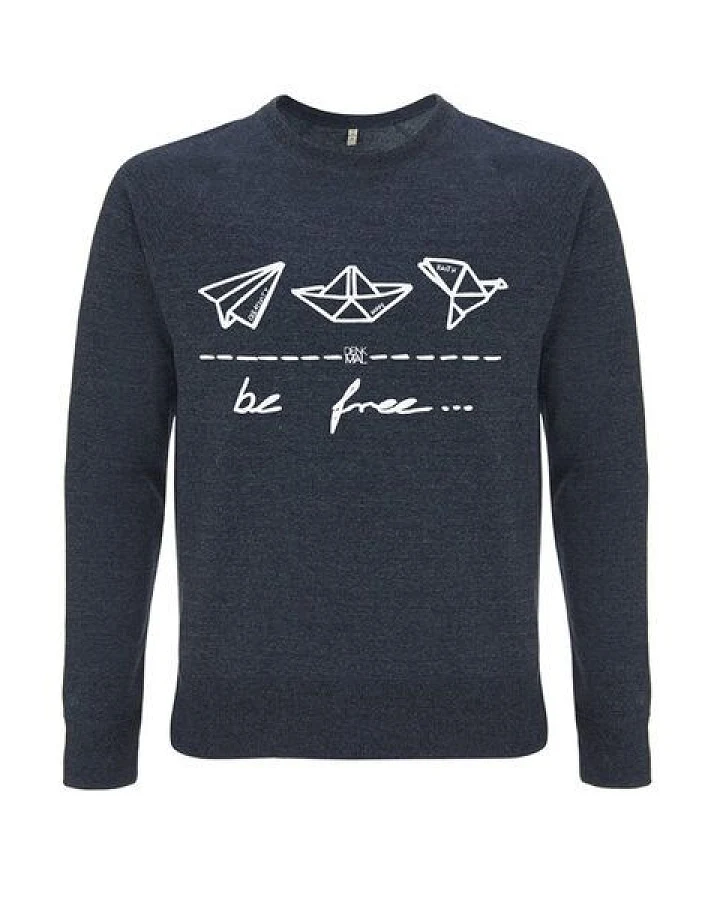 DENK.MAL Clothing be free – Unisex Sweatshirt “melange navy”