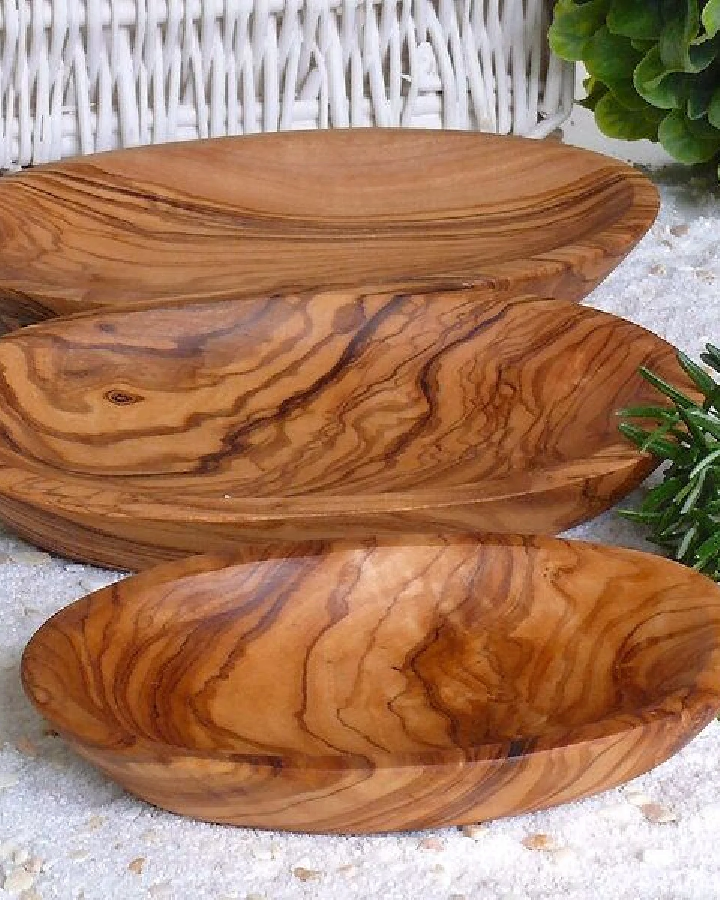 Olivenholz erleben Schälchen oval im 3er Set (klein, mittel, groß) aus Olivenholz – Ansicht 2