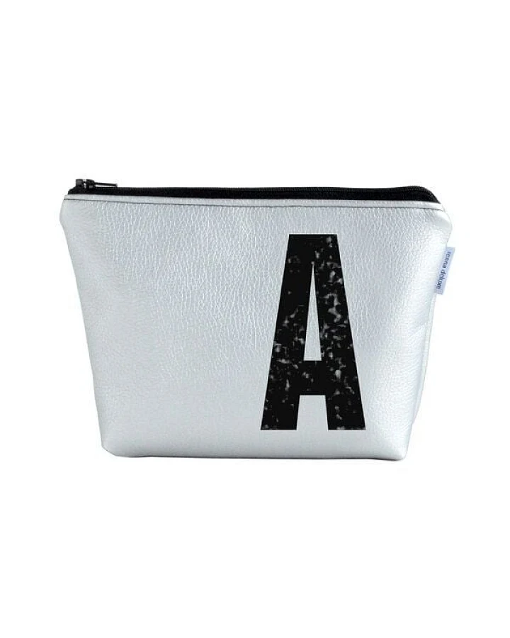 renna deluxe Kulturtasche und Kosmetiktasche personalisiert mit Monogramm SILBER