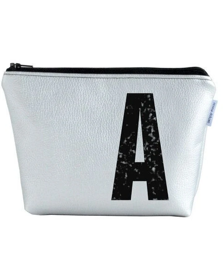 renna deluxe Kulturtasche und Kosmetiktasche personalisiert mit Monogramm SILBER