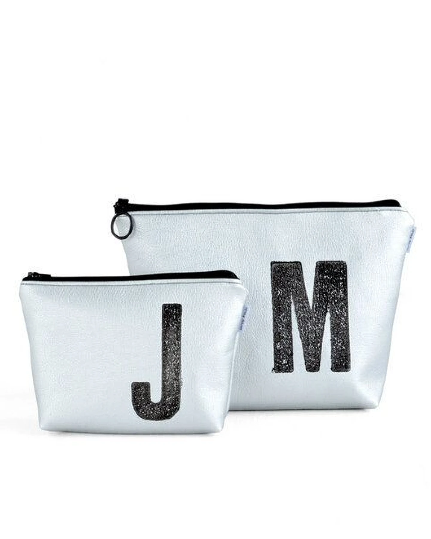 renna deluxe Kulturtasche und Kosmetiktasche personalisiert mit Monogramm SILBER – Ansicht 2