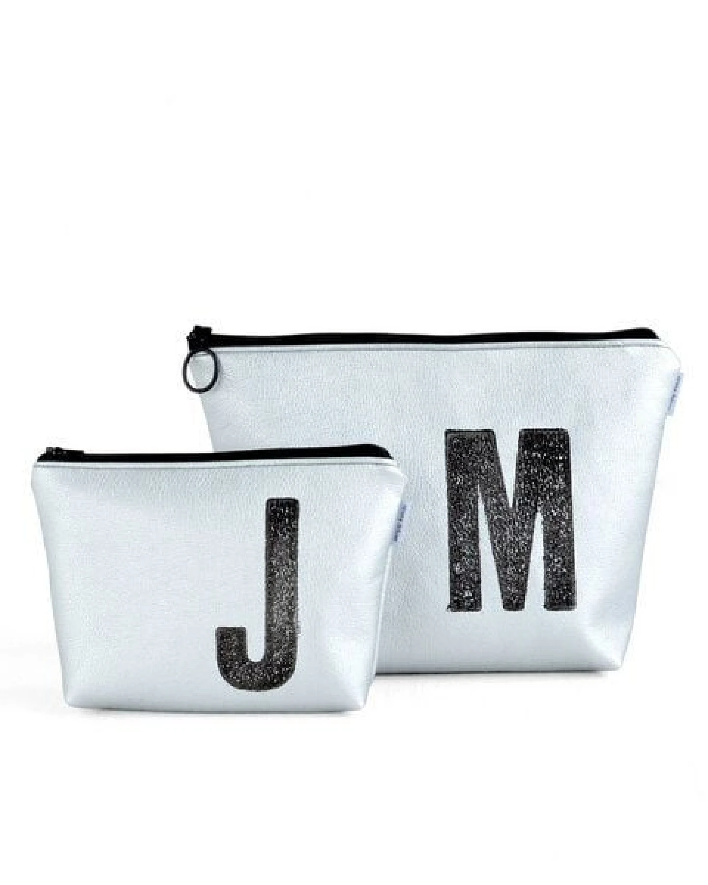 renna deluxe Kulturtasche und Kosmetiktasche personalisiert mit Monogramm SILBER – Ansicht 2