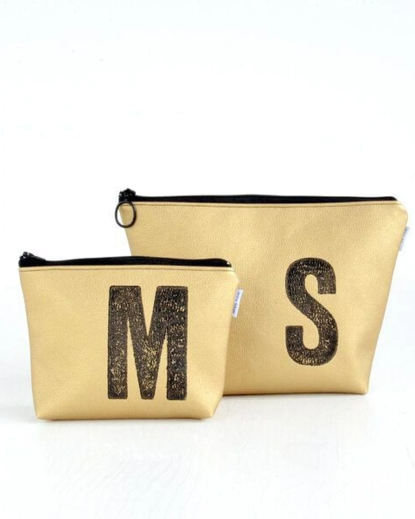 renna deluxe Kulturtasche und Kosmetiktasche personalisiert mit Monogramm GOLD – Ansicht 2