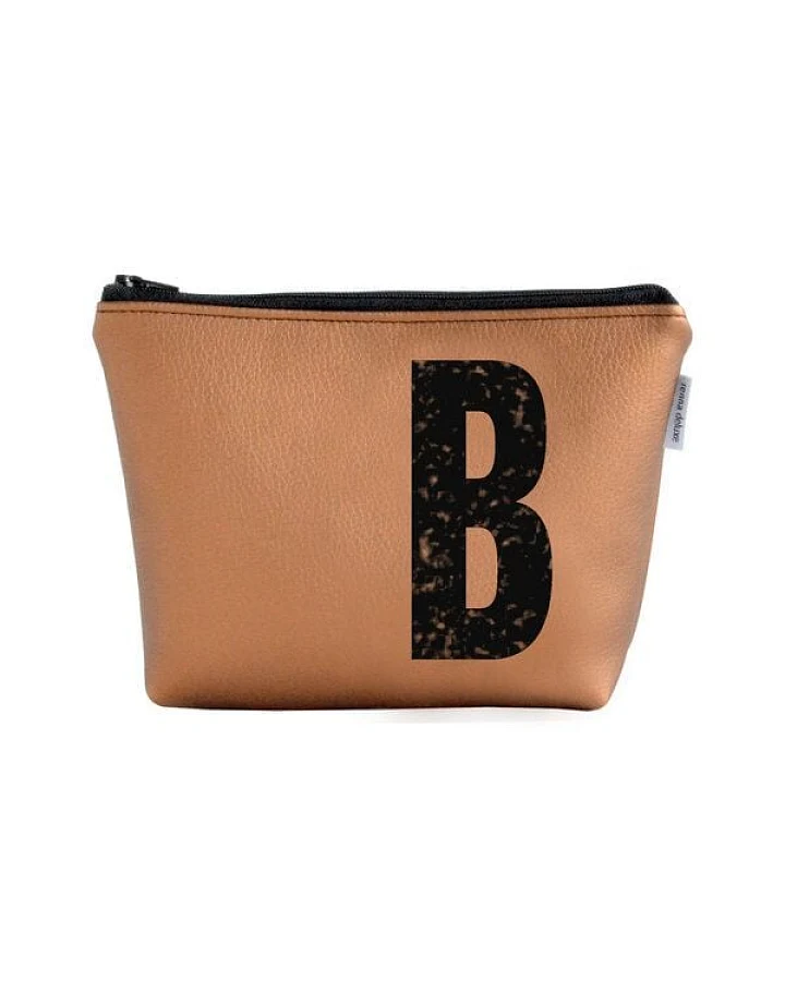 renna deluxe Kosmetiktasche und Kulturtasche personalisiert mit Monogramm - bronze
