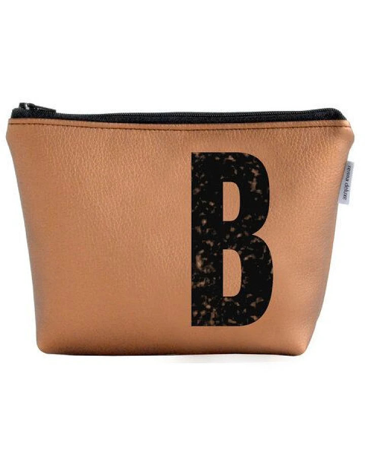 renna deluxe Kosmetiktasche und Kulturtasche personalisiert mit Monogramm - bronze