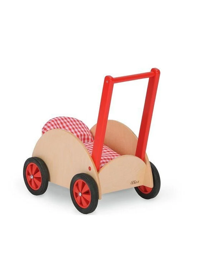 Bätz Holzspielwaren Puppenwagen aus Buche massiv. Inkl. Kissen und Decke.