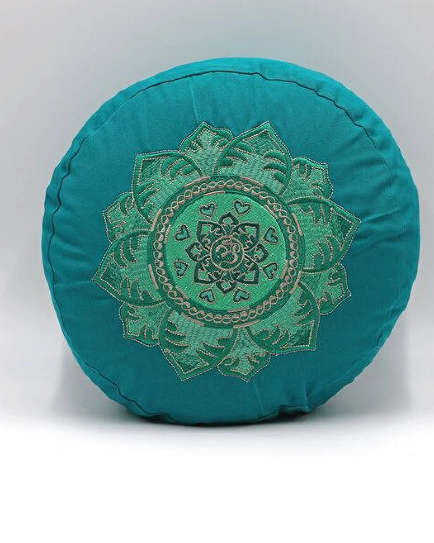 BAGHI Meditationskissen rund mit OM Mandala Bestickung – Ansicht 2