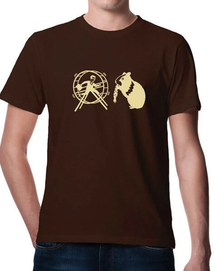 Picopoc T-Shirt Hamster und das Hamsterrad in Braun
