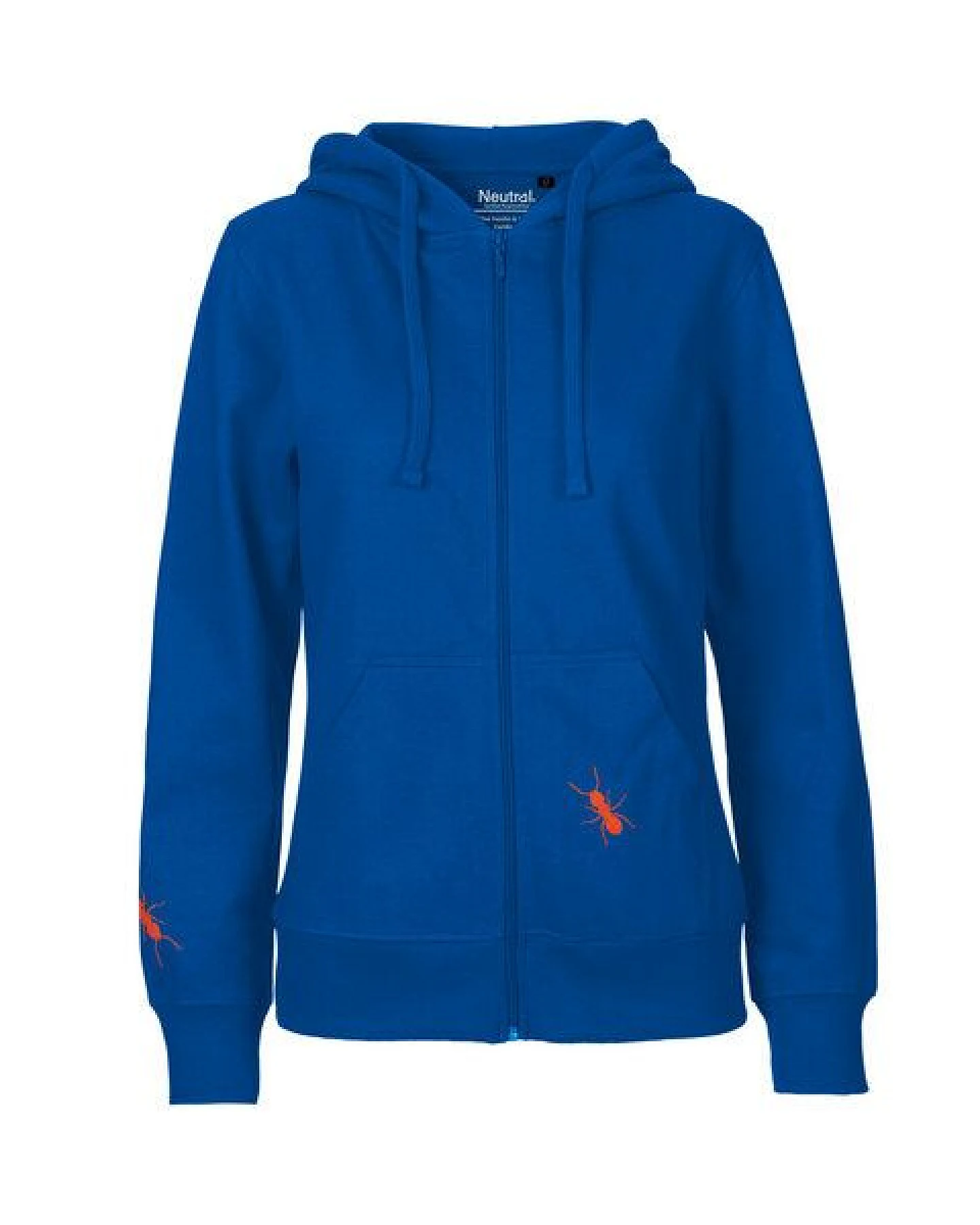 HANDGEDRUCKT "Ameisen" Frauen Zip-HOODY aus reiner Biobaumwolle (kbA) – Ansicht 2