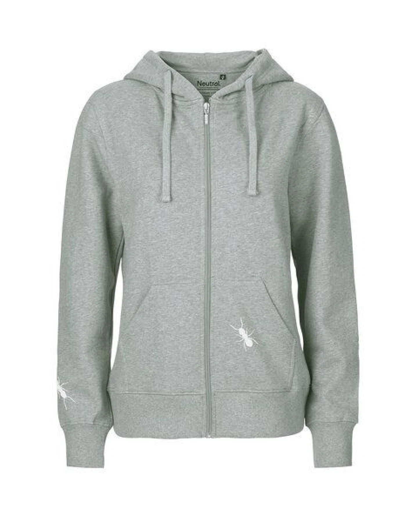 HANDGEDRUCKT "Ameisen" Frauen Zip-HOODY aus reiner Biobaumwolle (kbA) – Ansicht 2