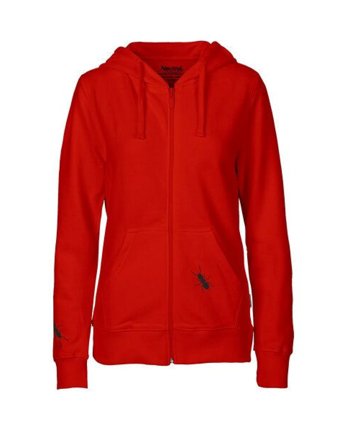 HANDGEDRUCKT "Ameisen" Frauen Zip-HOODY aus reiner Biobaumwolle (kbA) – Ansicht 2
