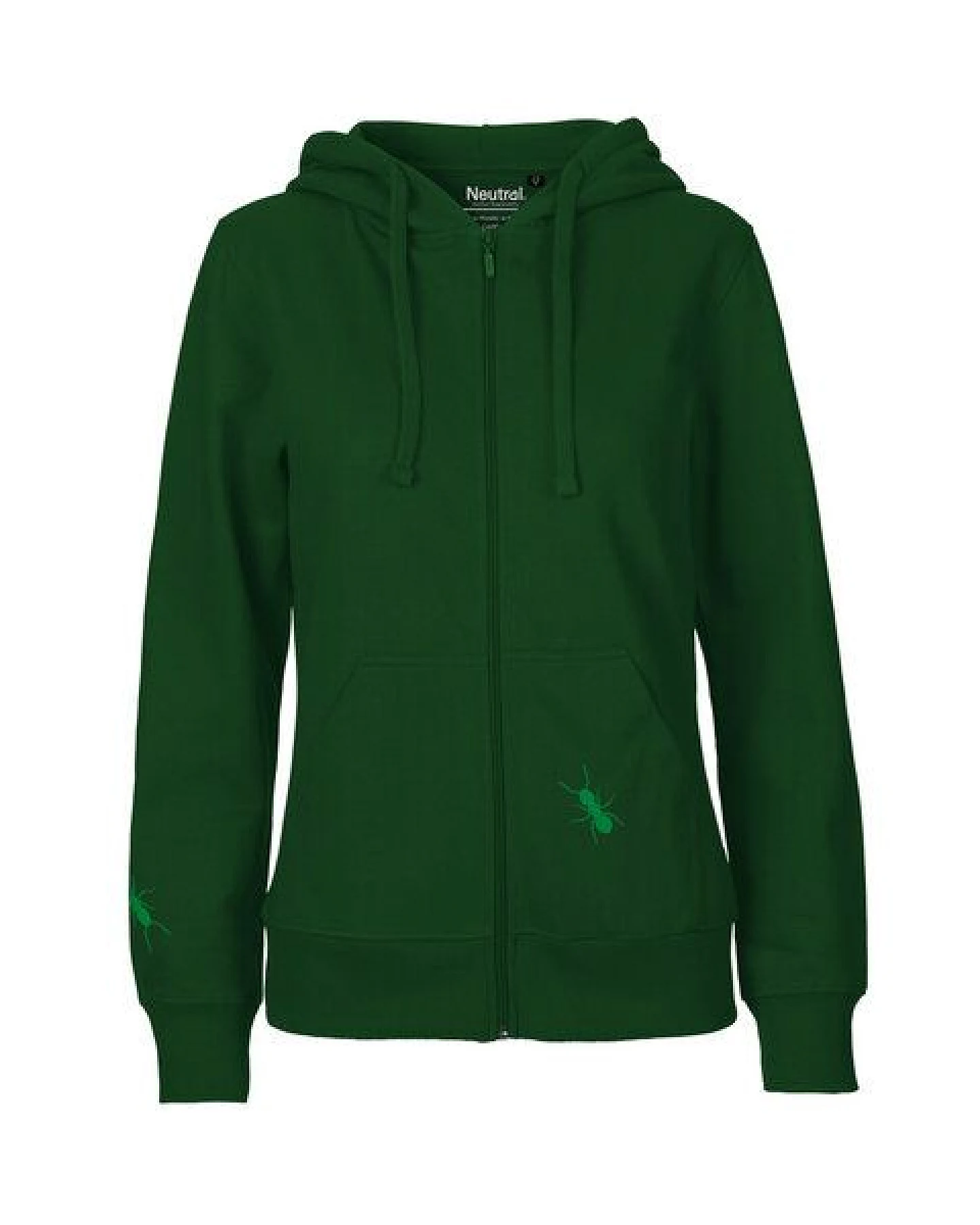 HANDGEDRUCKT "Ameisen" Frauen Zip-HOODY aus reiner Biobaumwolle (kbA) – Ansicht 2