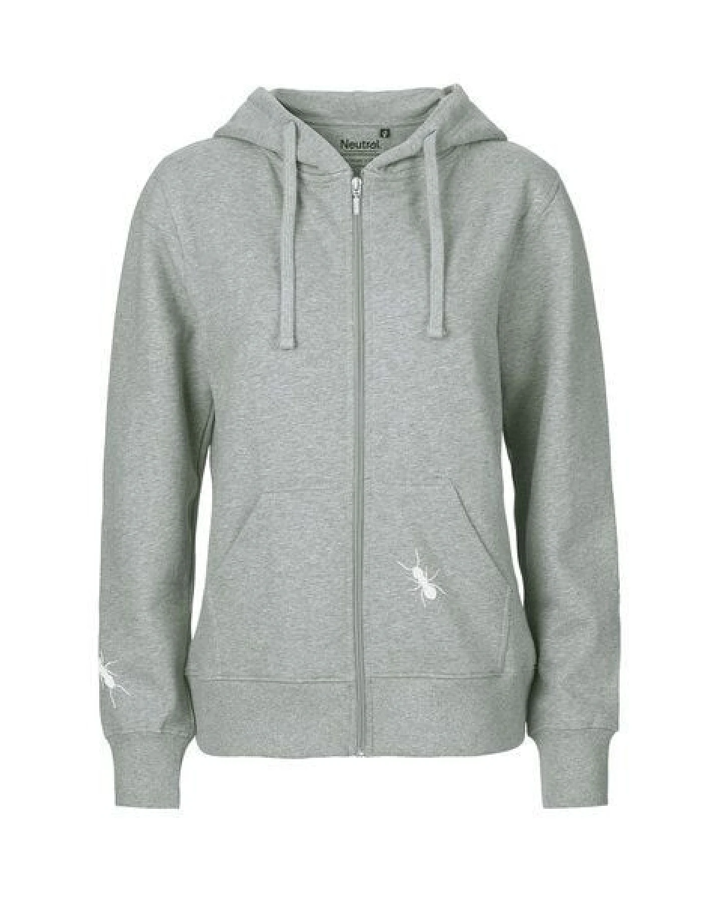 HANDGEDRUCKT "Ameisen" Frauen Zip-HOODY aus reiner Biobaumwolle (kbA) – Ansicht 2