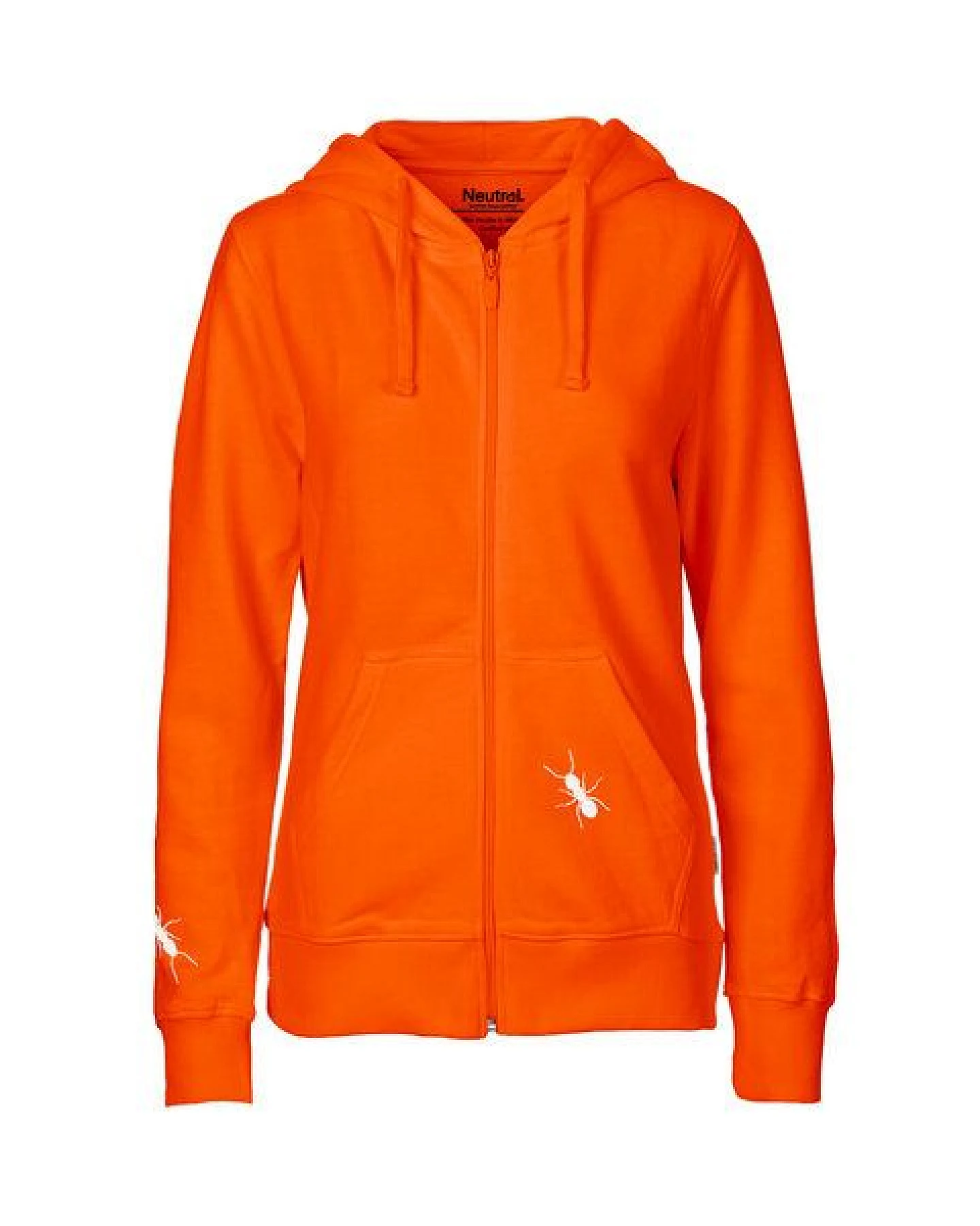 HANDGEDRUCKT "Ameisen" Frauen Zip-HOODY aus reiner Biobaumwolle (kbA) – Ansicht 2