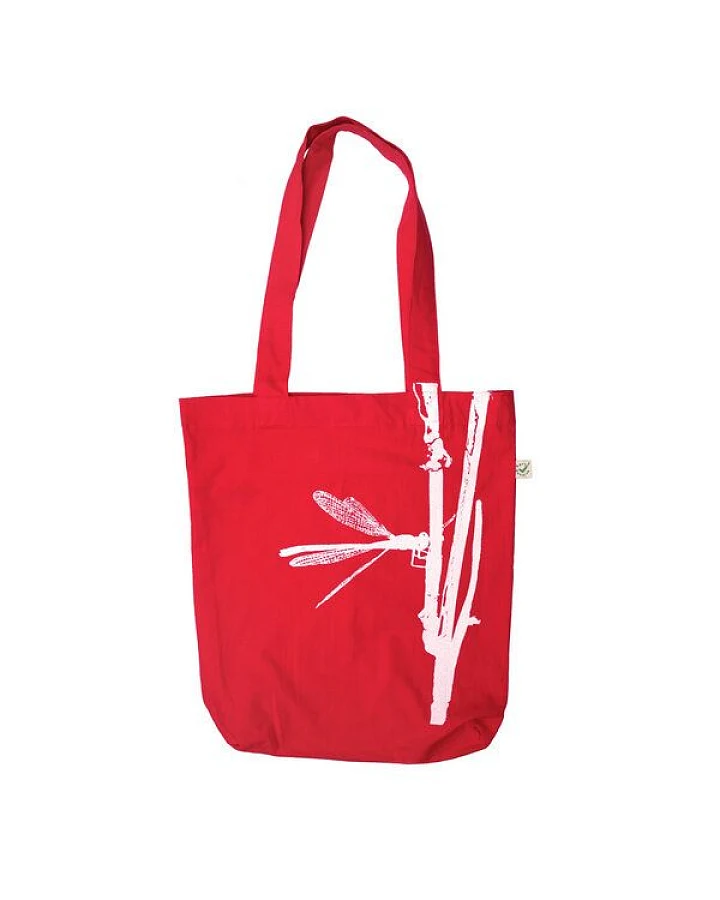 HANDGEDRUCKT "Frühe Adonislibelle" Shopper aus BAUMWOLLE kbA
