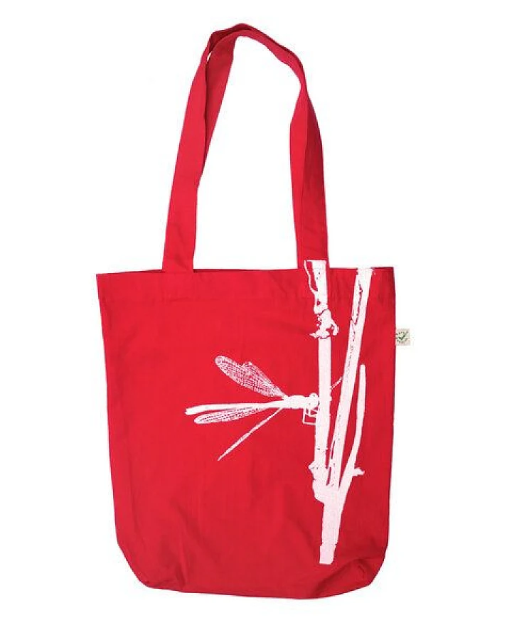 HANDGEDRUCKT "Frühe Adonislibelle" Shopper aus BAUMWOLLE kbA