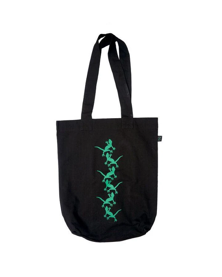 HANDGEDRUCKT "Geckos" Shopper aus BAUMWOLLE kbA