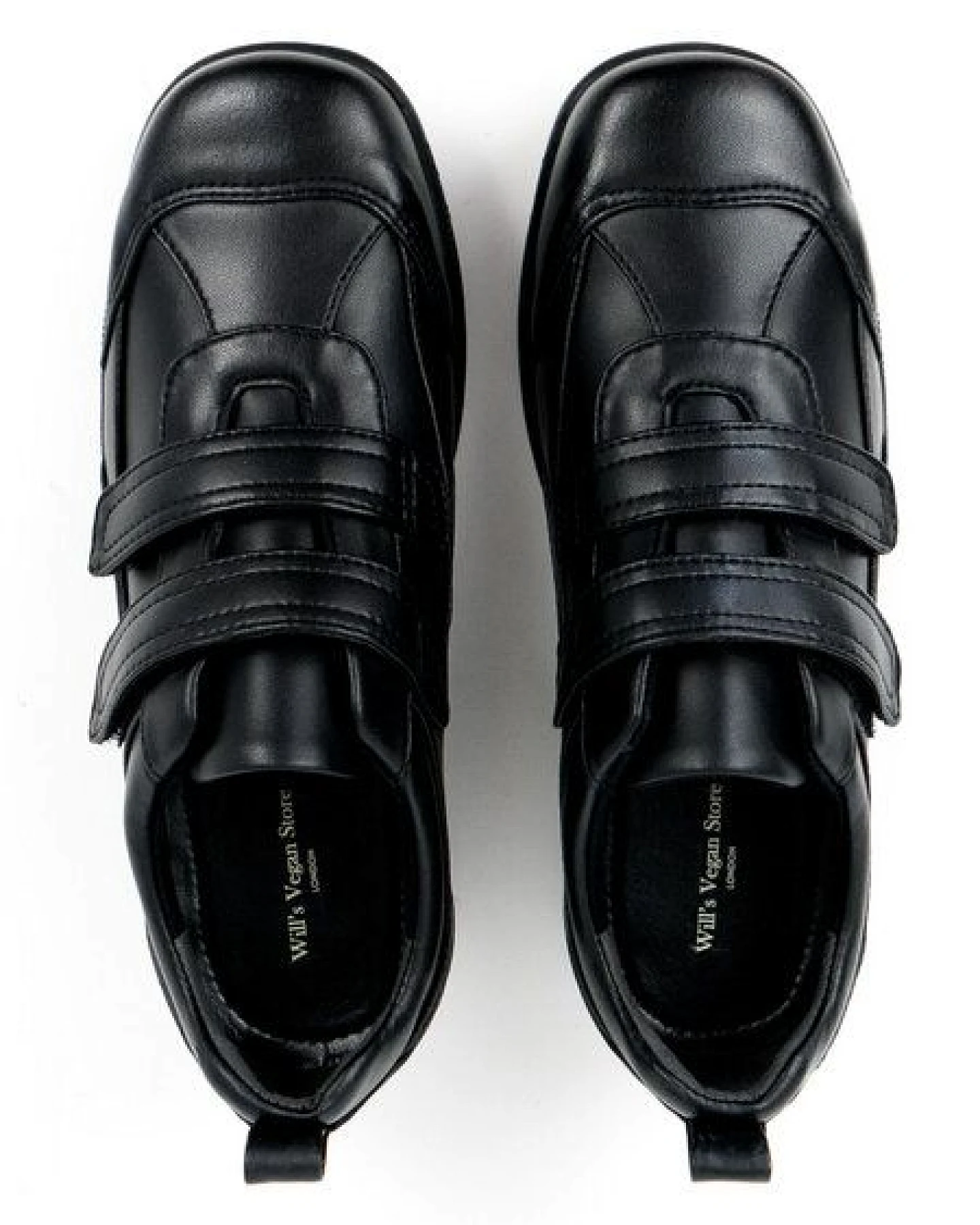 Will's Vegan Shop Kids Velcro Strap Shoes Schwarz Unisex – Ansicht 2