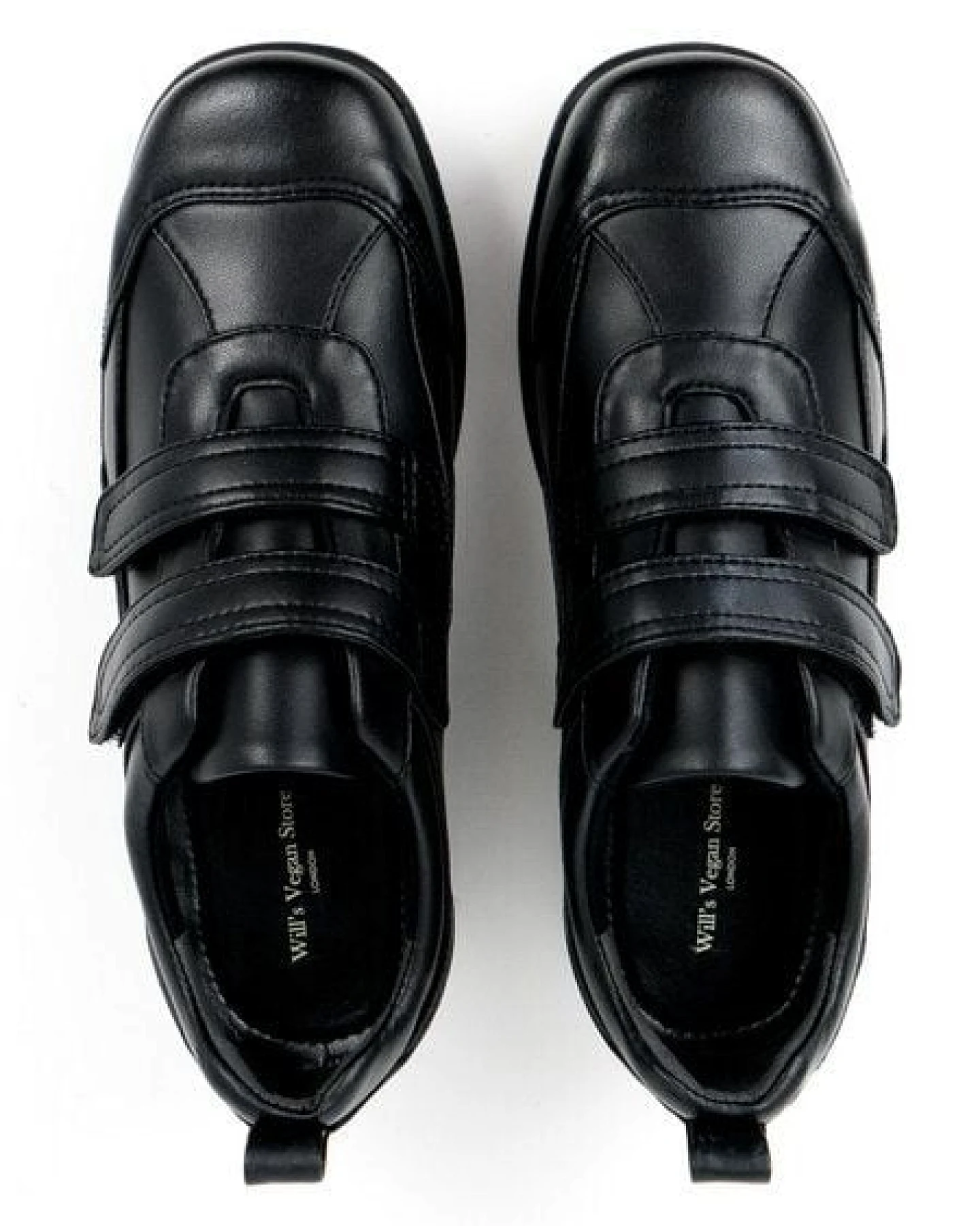Will's Vegan Shop Kids Velcro Strap Shoes Schwarz Unisex – Ansicht 2