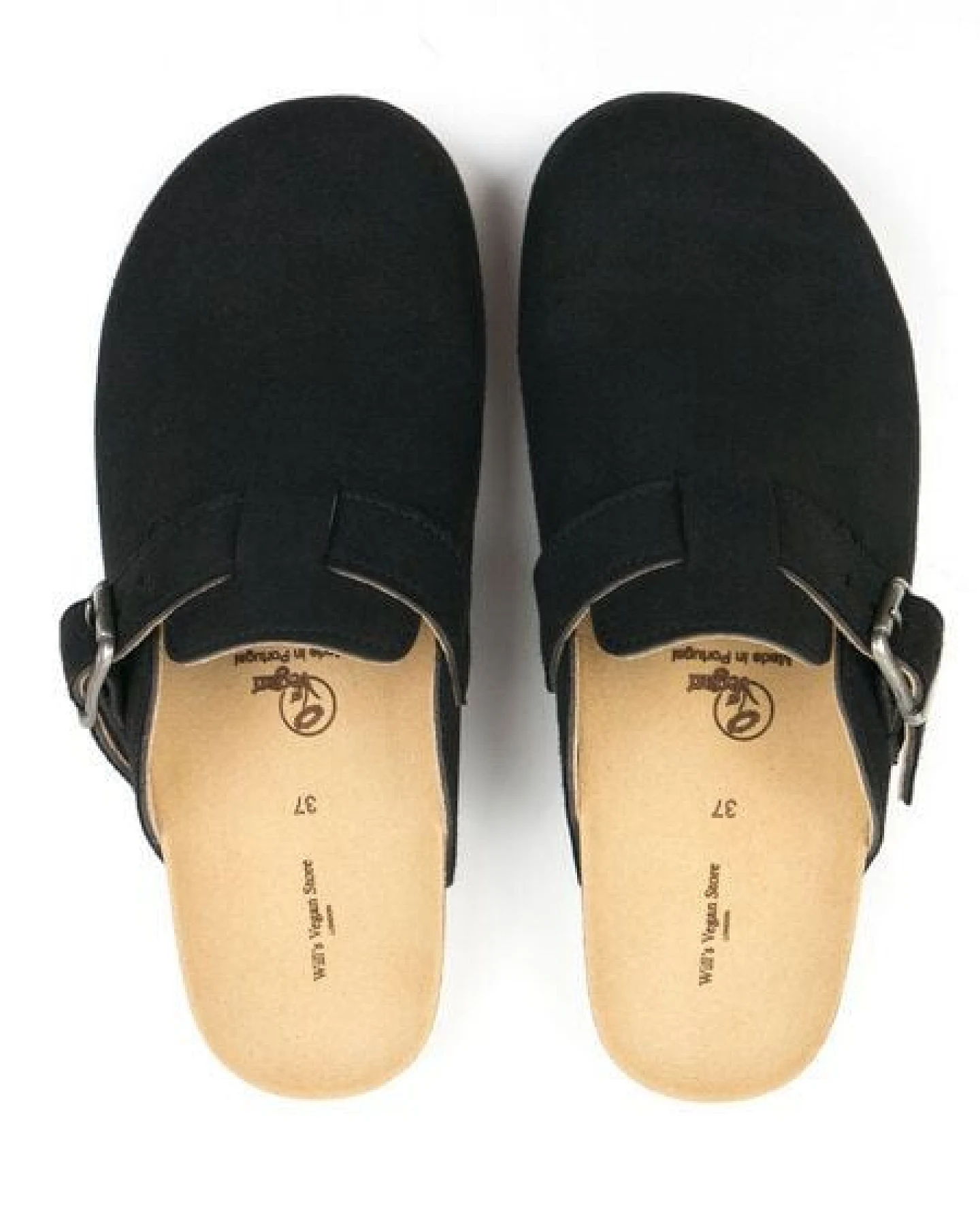 Will's Vegan Shop Clog Footbed Sandals Schwarz Veganes Wildleder Damen – Ansicht 2