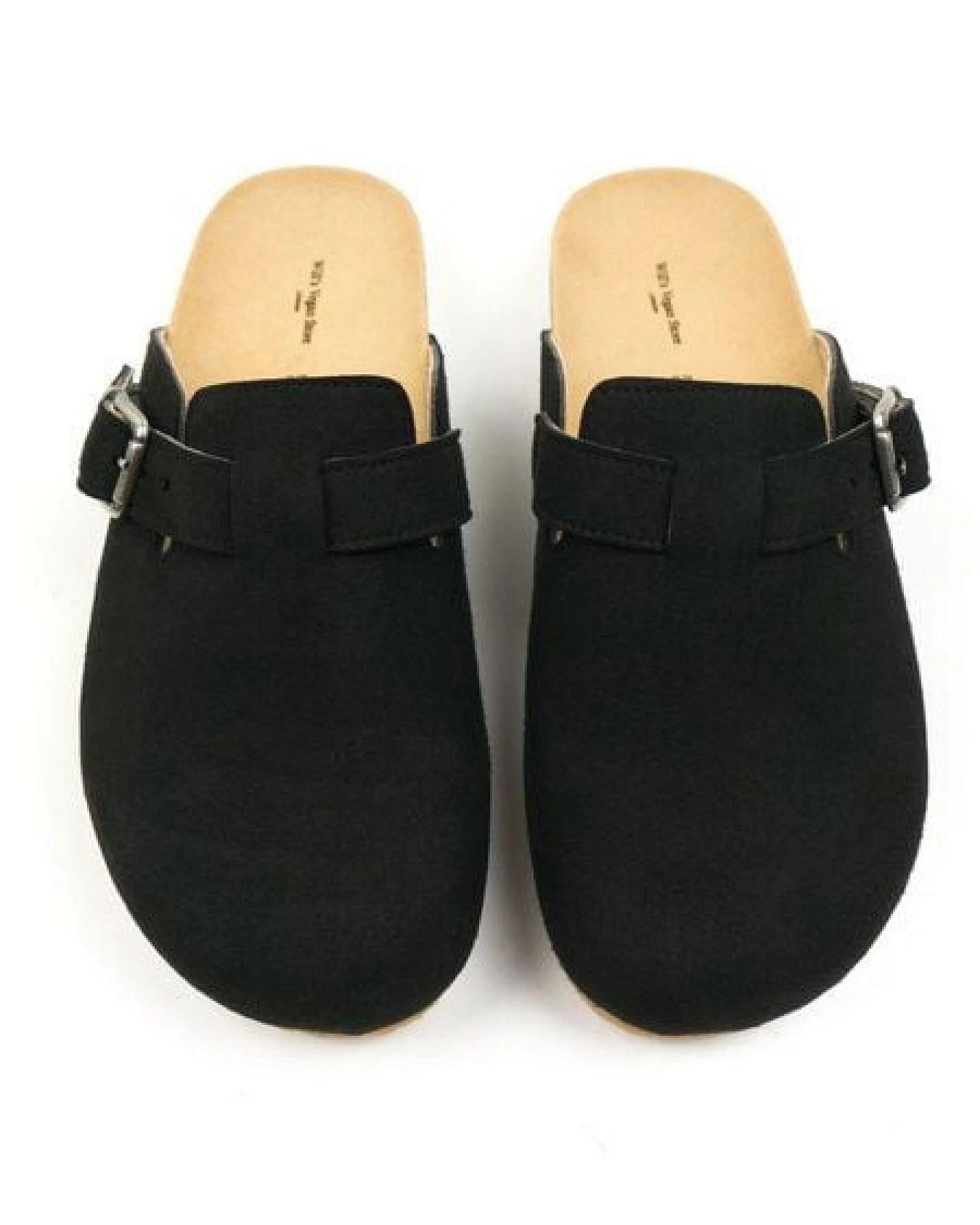 Will's Vegan Shop Clog Footbed Sandals Schwarz Veganes Wildleder Damen – Ansicht 3