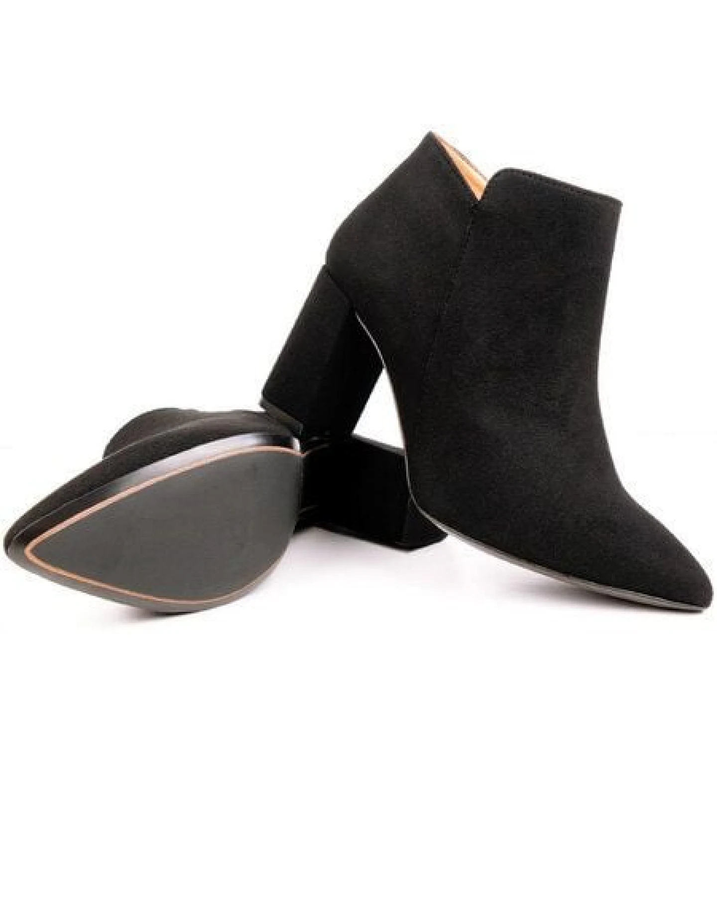 Will's Vegan Shop Spitz Zulaufende Stiefel Schwarz Veganes Wildleder Damen – Ansicht 3