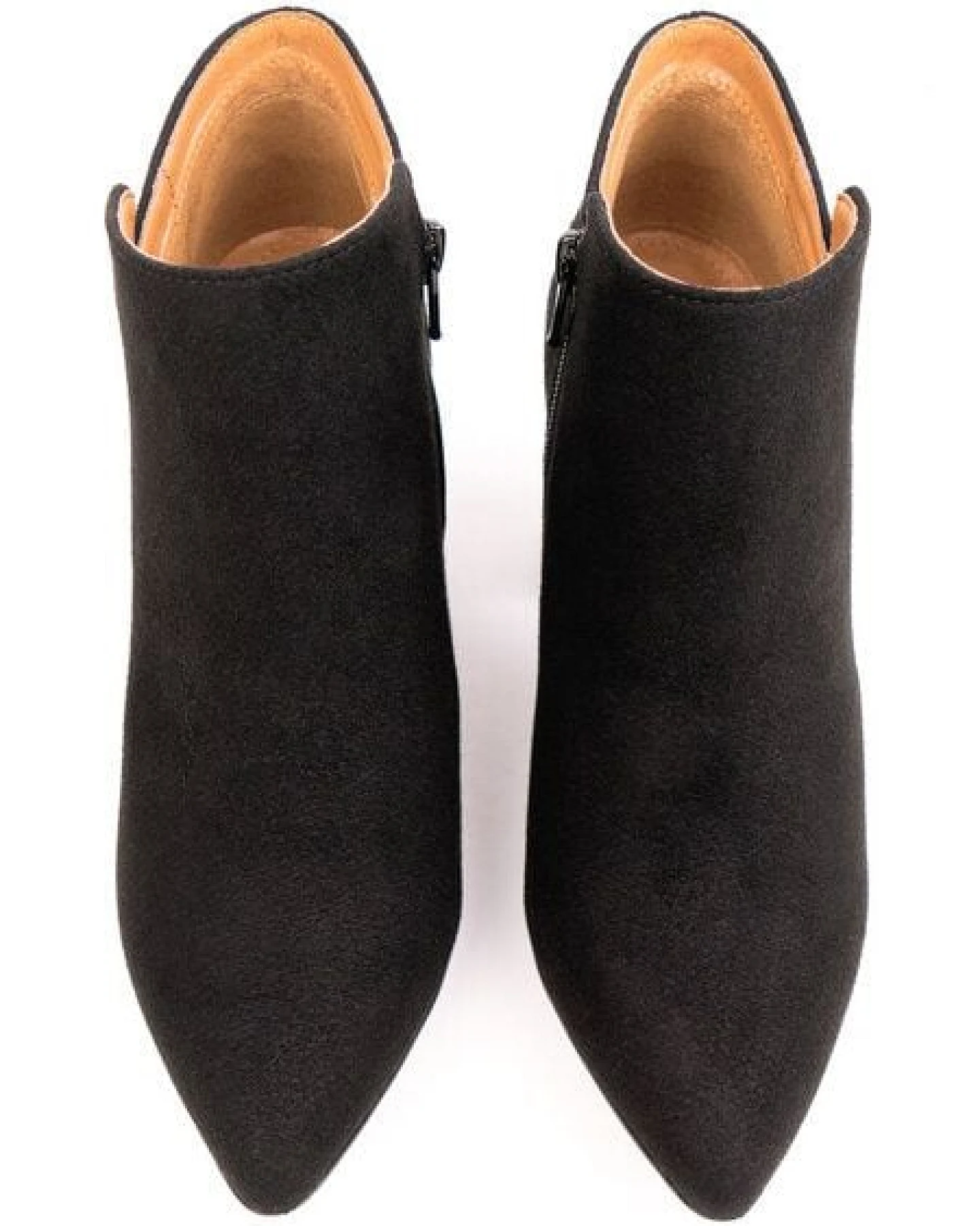 Will's Vegan Shop Spitz Zulaufende Stiefel Schwarz Veganes Wildleder Damen – Ansicht 4