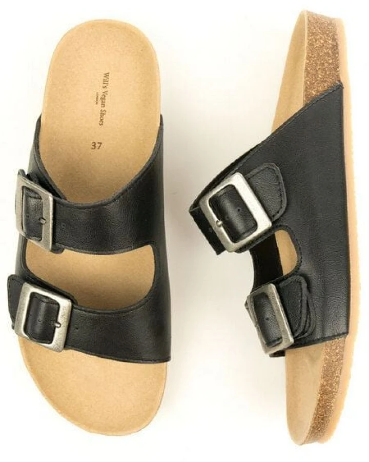 Will's Vegan Shop Zwei Riemen Sandalen mit Fußbett Damen