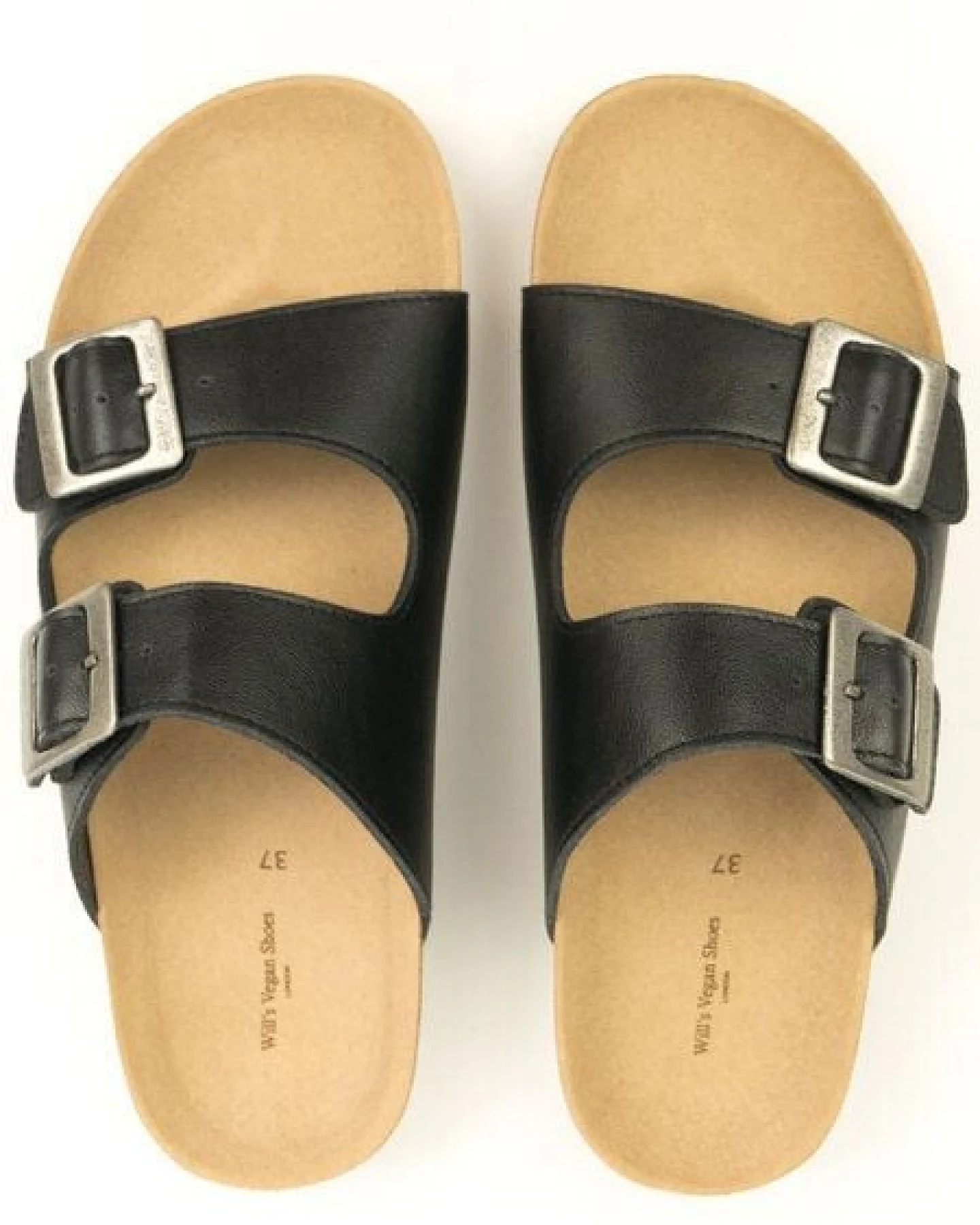 Will's Vegan Shop Zwei Riemen Sandalen mit Fußbett Damen – Ansicht 2