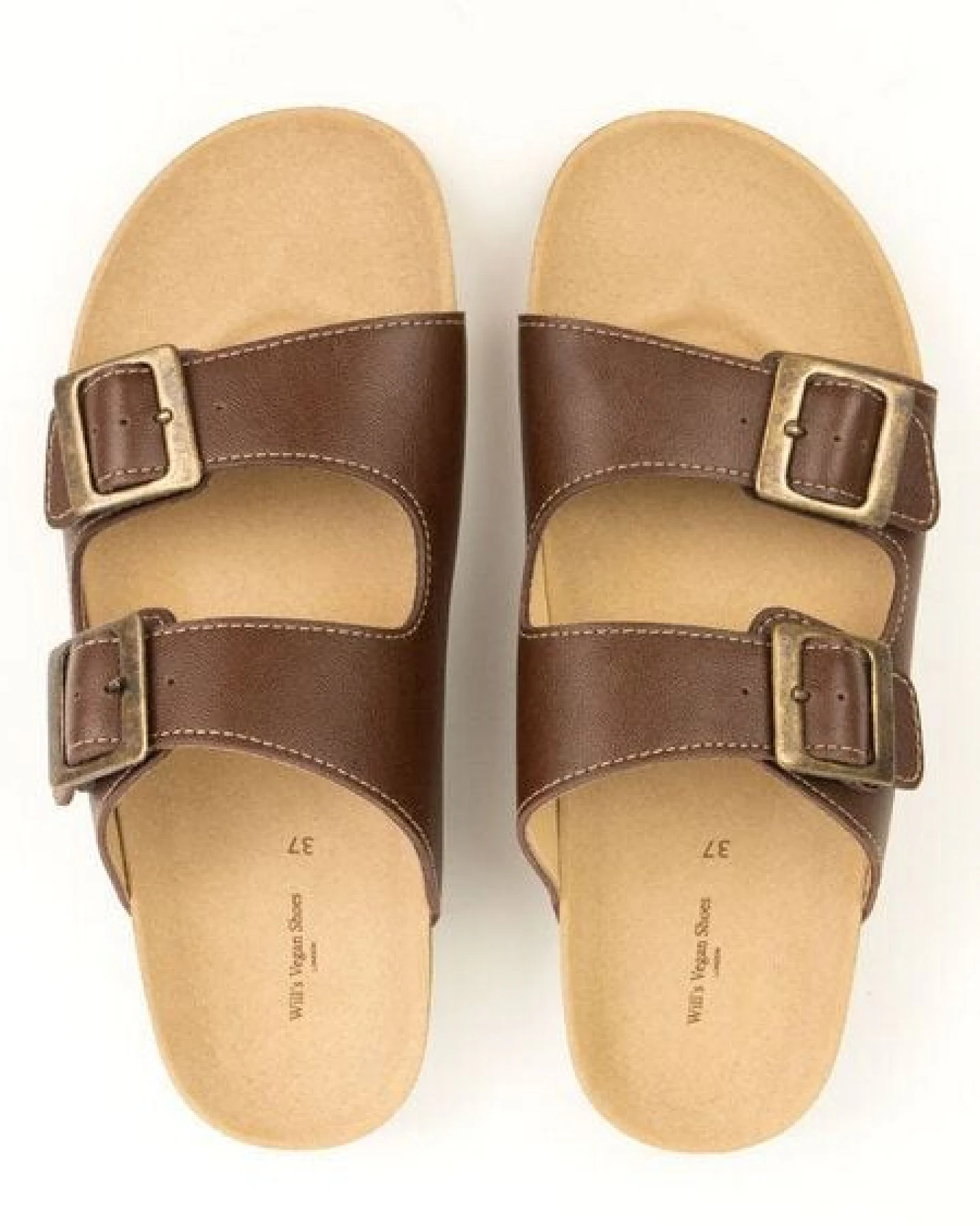 Will's Vegan Shop Zwei Riemen Sandalen mit Fußbett Damen – Ansicht 2