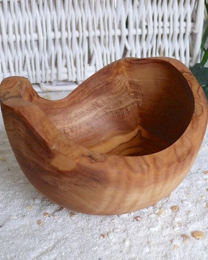 Olivenholz erleben Knabberschale RUSTIKAL (rund), Ø ca. 14 cm aus Olivenholz