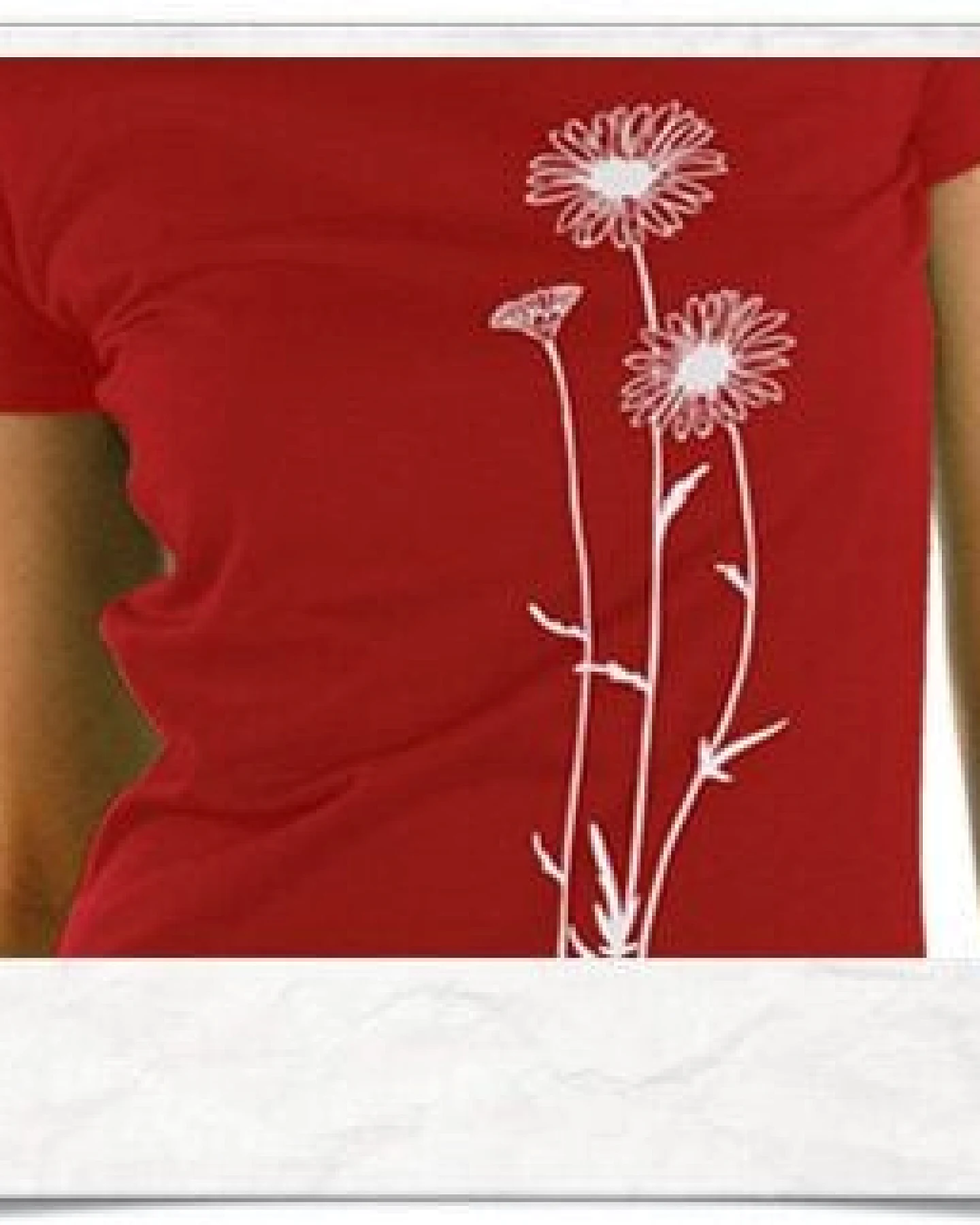 Picopoc Blumen T-Shirt in rot & weiß / Figurbetont – Ansicht 2