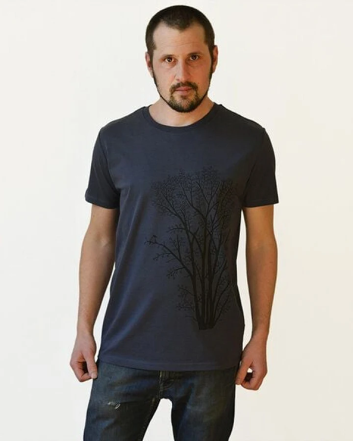 Cmig Herren T-Shirt Erle mit Elster in india ink grey