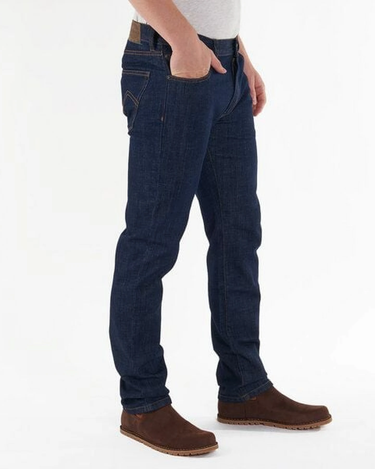 fairjeans dunkelblaue basic Jeans "Regular Navy" aus Bio-Baumwolle, fair – Ansicht 2