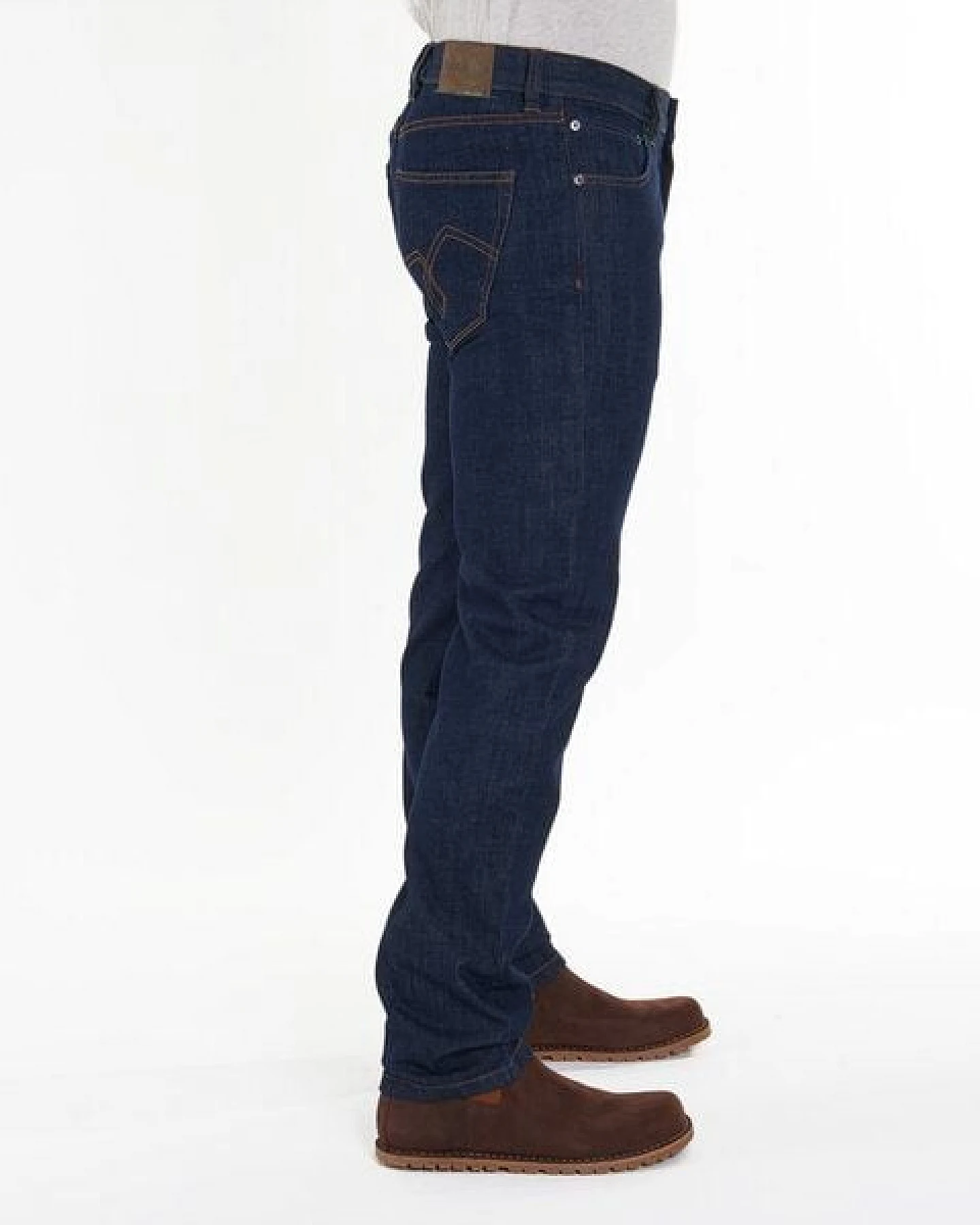 fairjeans dunkelblaue basic Jeans "Regular Navy" aus Bio-Baumwolle, fair – Ansicht 4