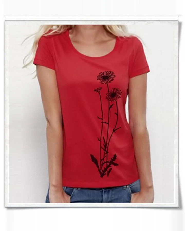 Picopoc Blumen T-Shirt in rot für Frauen