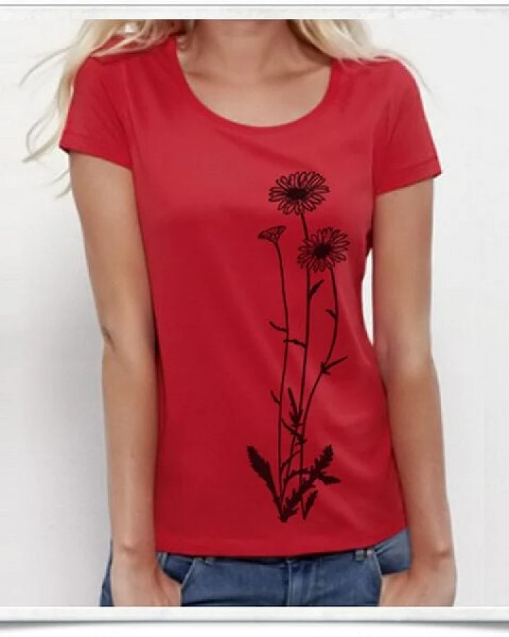 Picopoc Blumen T-Shirt in rot für Frauen