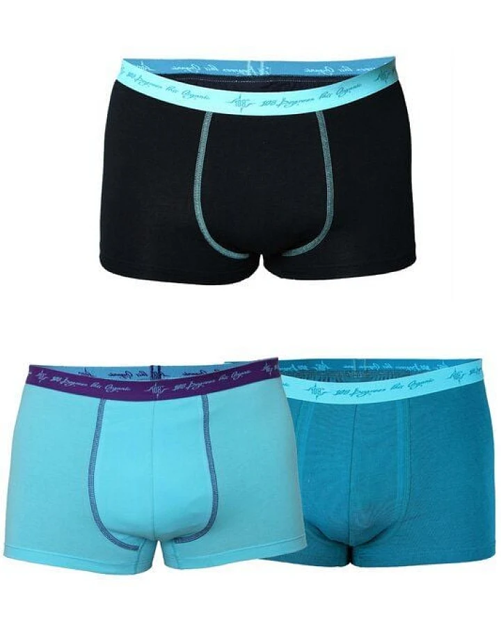 108 Degrees 3er Mix Pack Herren Retro Pants GOTS petrol / schwarz mint / aqua