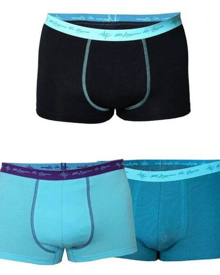 108 Degrees 3er Mix Pack Herren Retro Pants GOTS petrol / schwarz mint / aqua