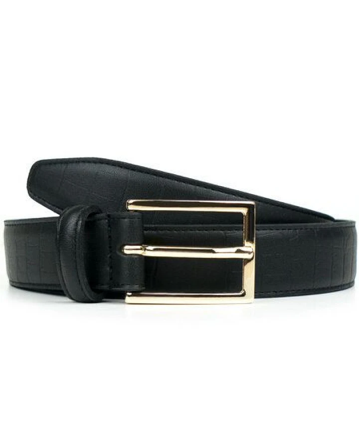 Will's Vegan Shop Luxuriöser Gürtel, 3 cm Schwarz Herren