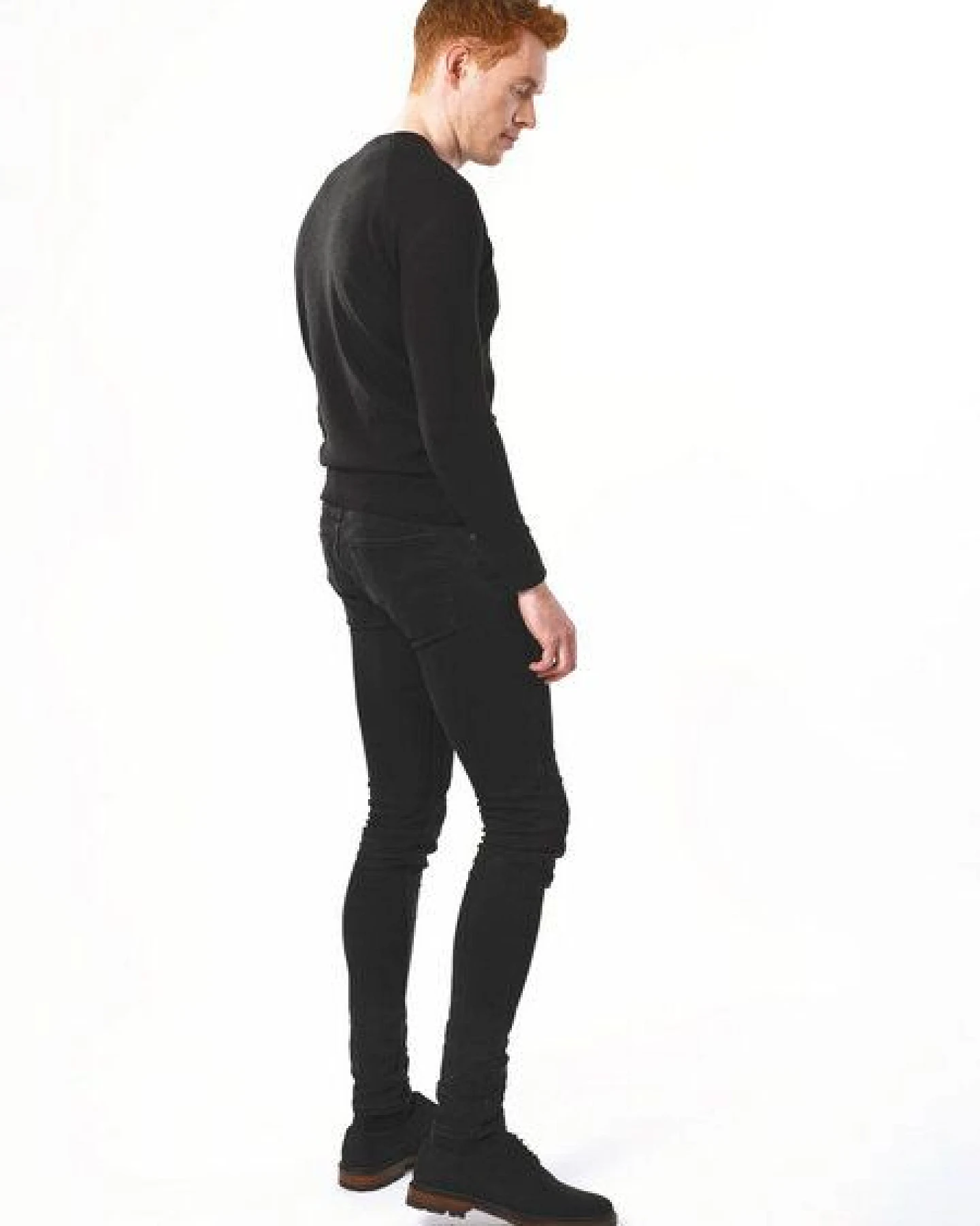 Will's Vegan Shop Recycled Tailored Knit Knit Mannschaft Schwarz Herren – Ansicht 4