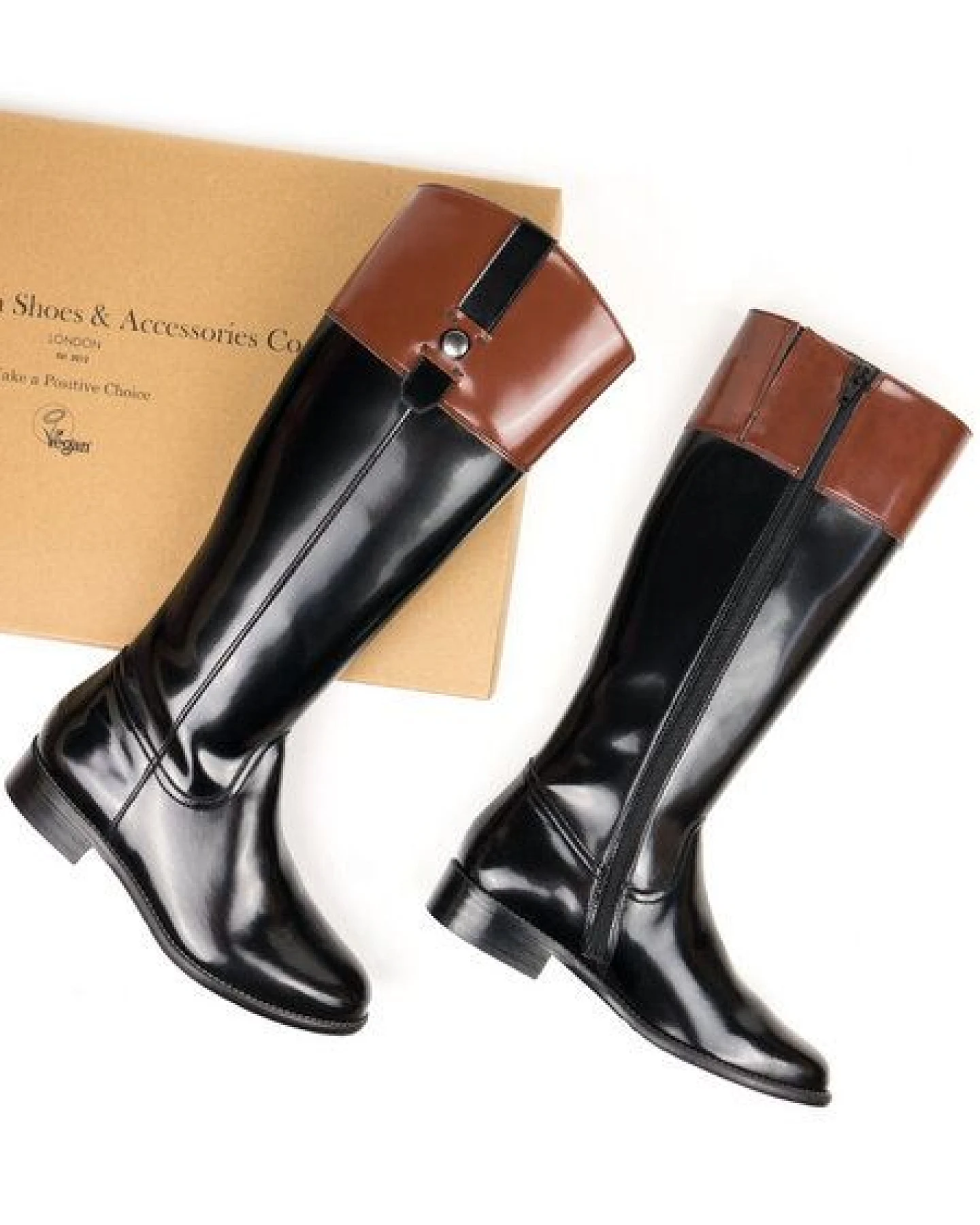 Will's Vegan Shop Reitstiefel Schwarz Damen – Ansicht 4