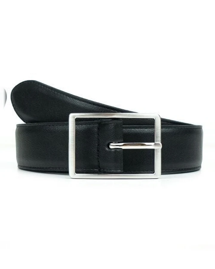 Will's Vegan Shop Geometrischer Gürtel, 3,5 cm Schwarz Herren