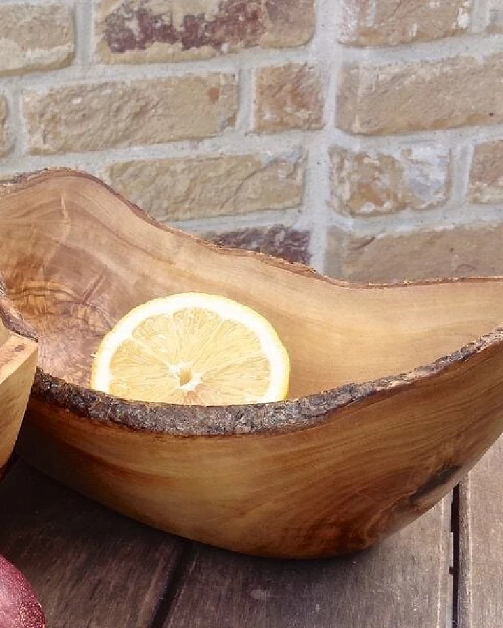 Olivenholz erleben Obstschale oval rustikal (ca. 30 - 33 cm) aus Olivenholz