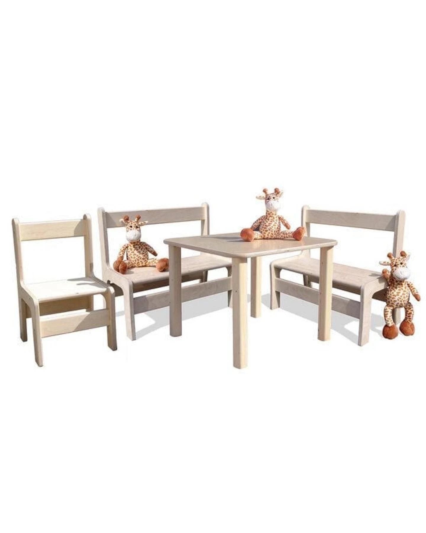 Die Schreiner Christoph Siegel Kindersitzgruppe - Tisch, 2 Bänke und 1 Stuhl – Ansicht 2