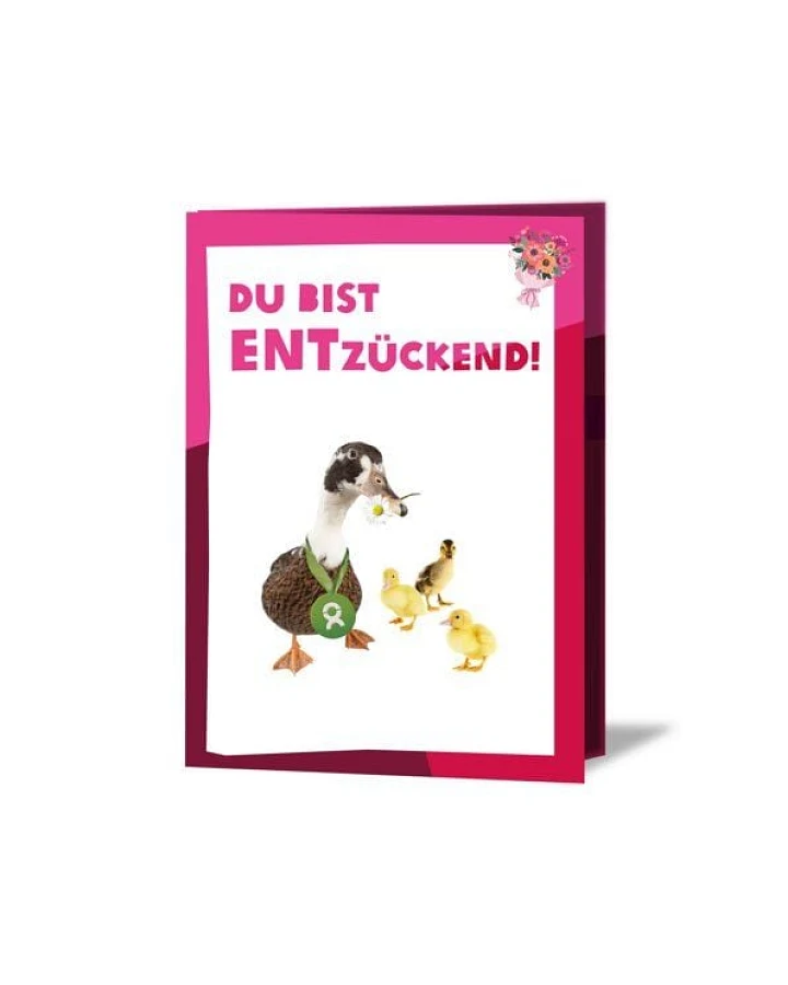 OxfamUnverpackt Spenden-Geschenk "Entenfamilie" (Grußkarte zum Liebe zeigen mit Magnet)
