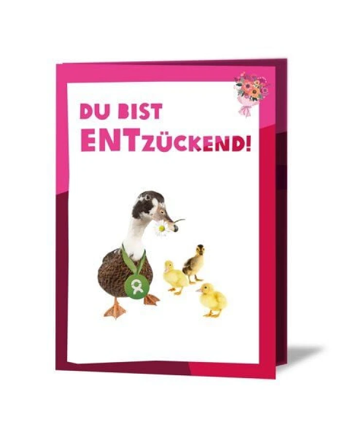 OxfamUnverpackt Spenden-Geschenk "Entenfamilie" (Grußkarte zum Liebe zeigen mit Magnet)