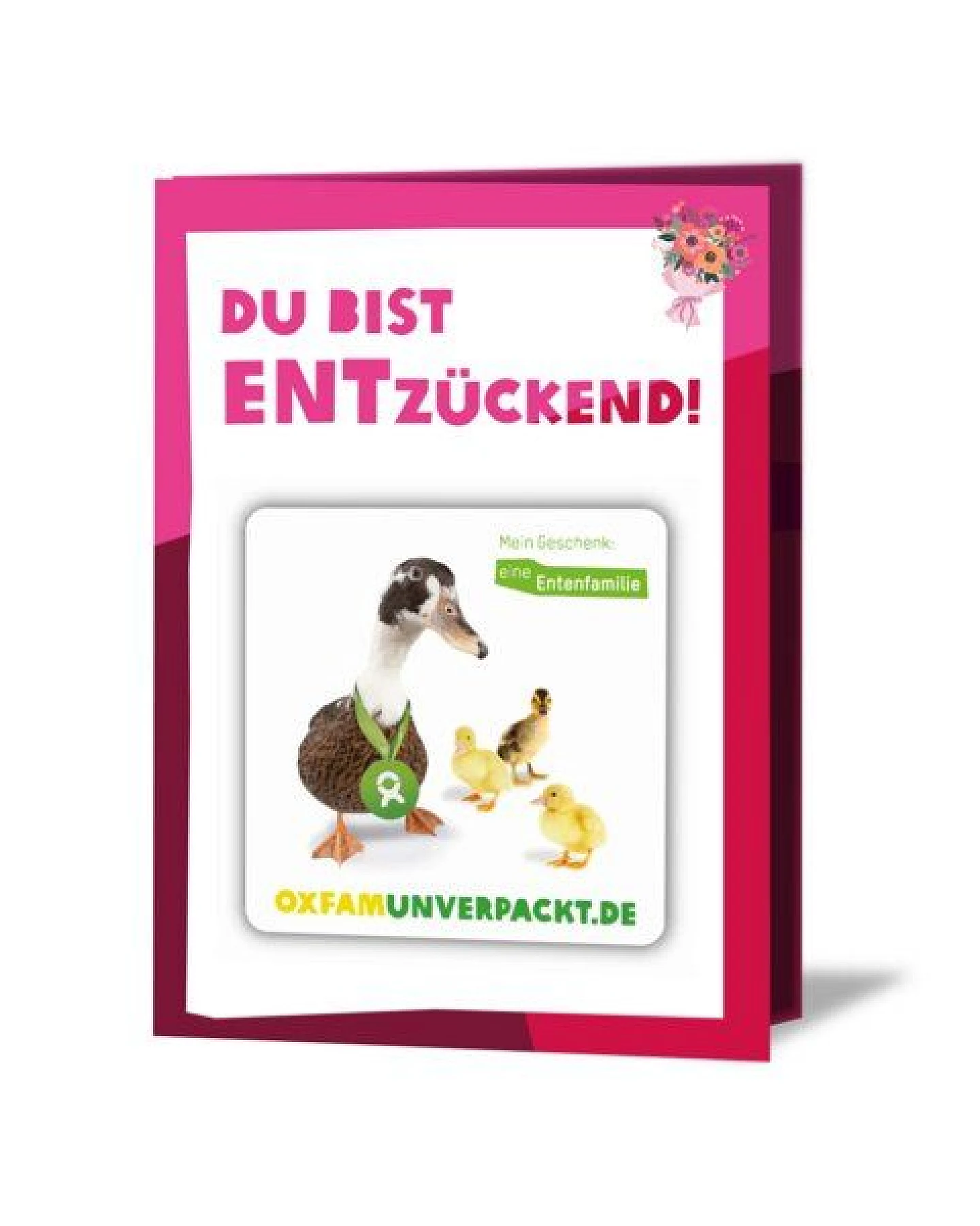 OxfamUnverpackt Spenden-Geschenk "Entenfamilie" (Grußkarte zum Liebe zeigen mit Magnet) – Ansicht 2