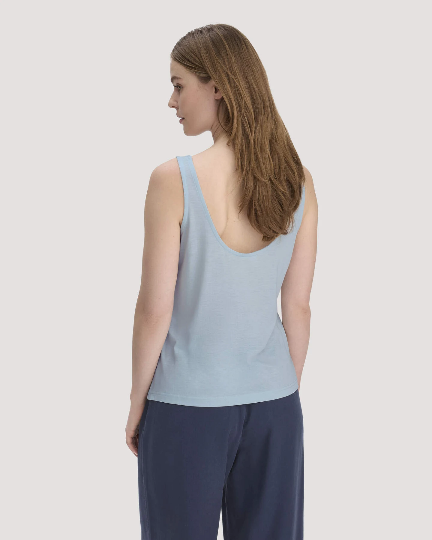 hessnatur Damen Jersey Top Relaxed aus TENCEL™ Lyocell mit Bio-Baumwolle - blau - Größe 46 – Ansicht 3